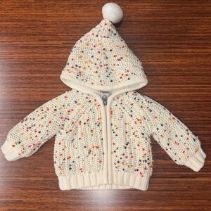 Hanna Andersson Sweater Baby 3-6 Months Hooded Jacket Shearling Lined Confetti
